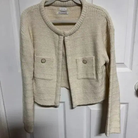 [BUNJANG] SIE Roin Knit Crop Jacket Cream / sie 시에 로인 니트 크롭 자켓 크림