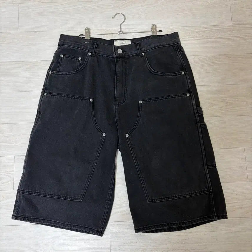 [BUNJANG] Blackout Pierce Double Knee Shorts Black (M) / 블랙아웃 피어스 더블니 쇼츠 반바지 블랙 m사이즈
