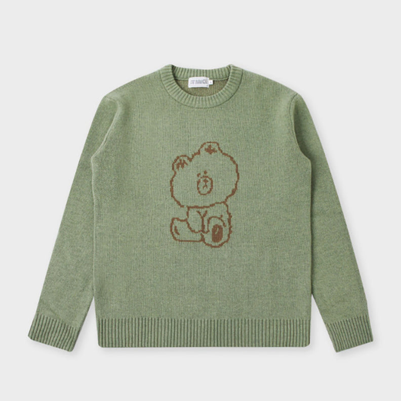 [BUNJANG] Line Friends Brown Drawing Knit Sweater / 라인프렌즈 메이드바이 브라운 드로잉 니트