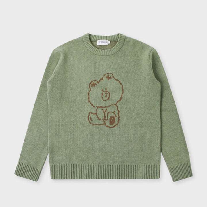 [BUNJANG] Line Friends Brown Drawing Knit Sweater / 라인프렌즈 메이드바이 브라운 드로잉 니트