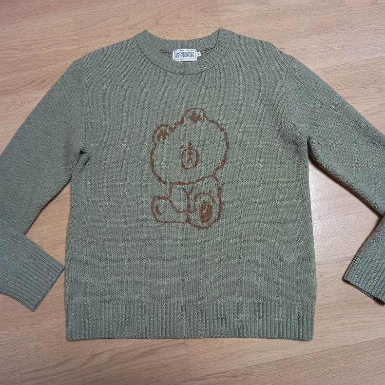 [BUNJANG] Line Friends Brown Drawing Knit Sweater / 라인프렌즈 메이드바이 브라운 드로잉 니트