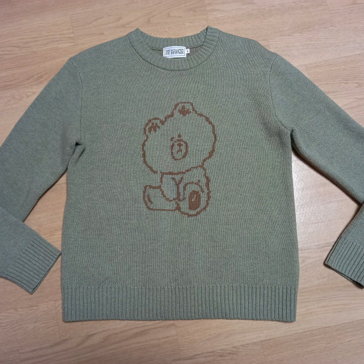 [BUNJANG] Line Friends Brown Drawing Knit Sweater / 라인프렌즈 메이드바이 브라운 드로잉 니트