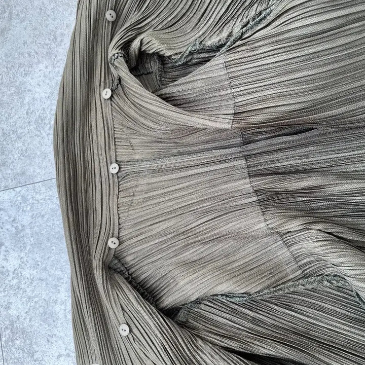 [BUNJANG] Pleated Khaki Jacket and Pants Set / 플리츠 카키색 자켓/바지 세트