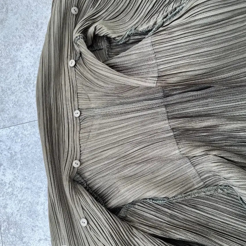 [BUNJANG] Pleated Khaki Jacket and Pants Set / 플리츠 카키색 자켓/바지 세트