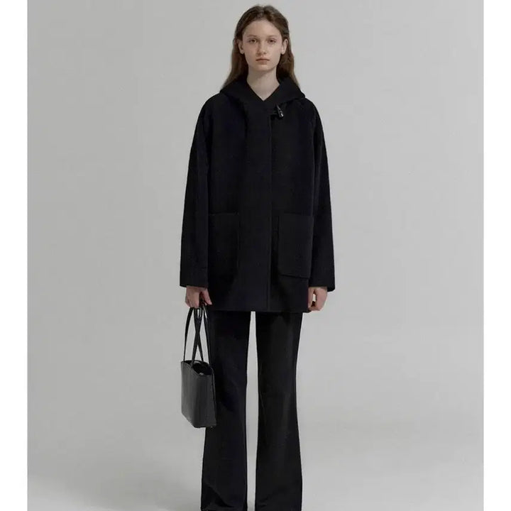 [BUNJANG] Claude Half Coat (Black) / 클린 Claude Hooded half coat (Black)