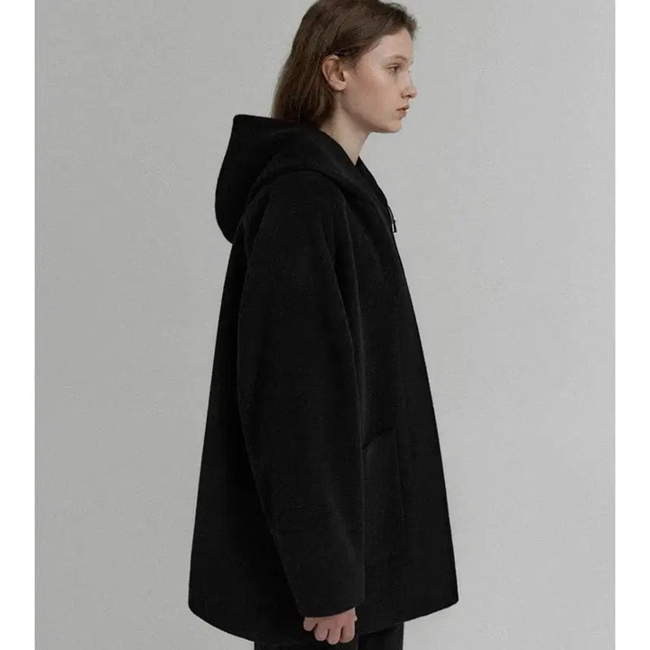 [BUNJANG] Claude Half Coat (Black) / 클린 Claude Hooded half coat (Black)