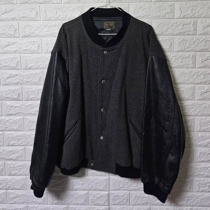 [BUNJANG] Calvin Klein Leather Varsity Jacket / CK캘빈클라인 소가죽 바시티자켓 판매합니다