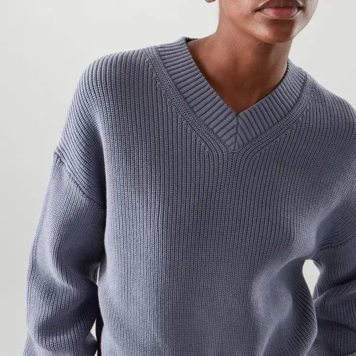 [BUNJANG] COS Cotton V-Neck Knit Sweater / 코스 코튼 브이넥 니트 / 여성 니트/ 여자 니트