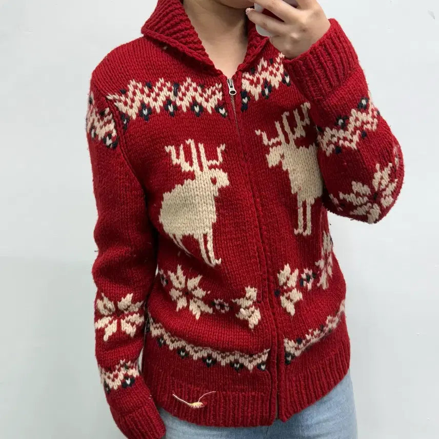 [BUNJANG] Who.A.U Cowichan Knit Zip-up / [L] 후아유 코위찬 니트 집업