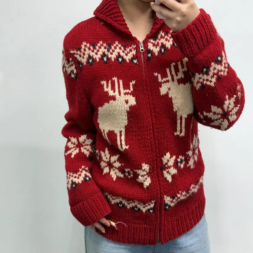 [BUNJANG] Who.A.U Cowichan Knit Zip-up / [L] 후아유 코위찬 니트 집업