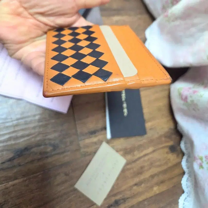 [BUNJANG] Bottega Veneta Intrecciato Card Wallet / 정품 보테가 베네타 카드지갑 오렌지/블랙