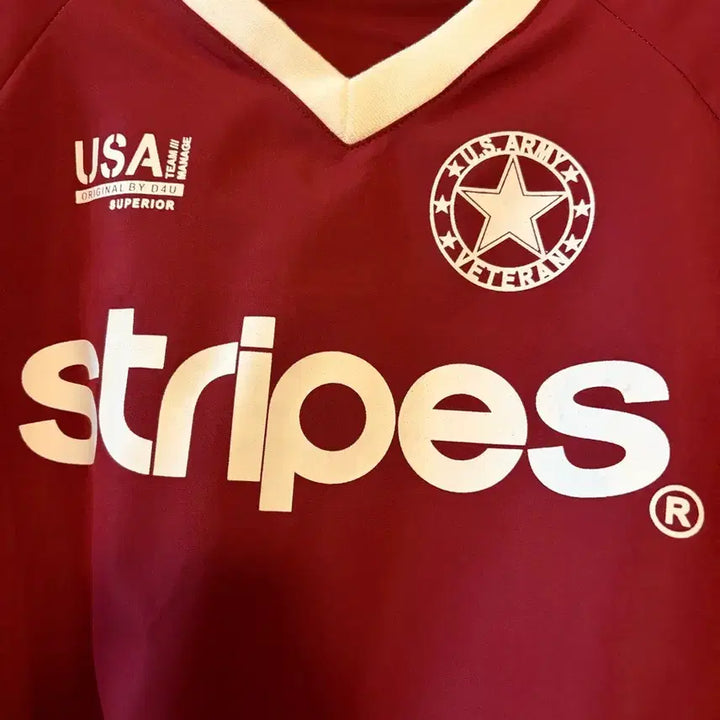 [BUNJANG] USA Stripes Burgundy Long Sleeve T-Shirt / USA Stripes 긴팔 티셔츠 버건디
