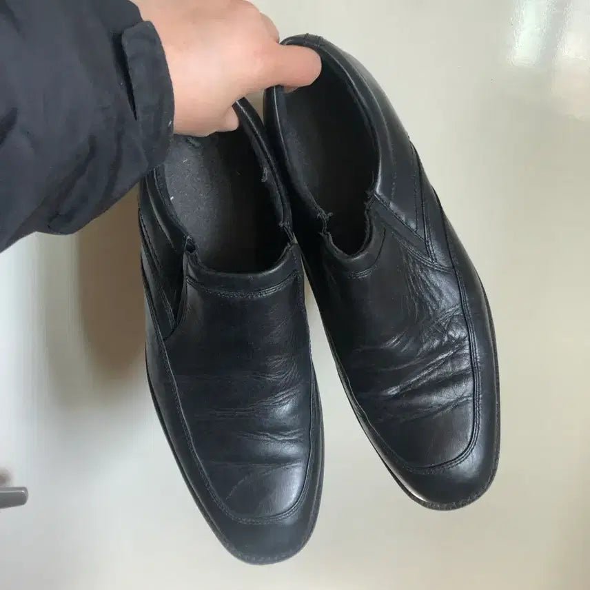 [BUNJANG] Rockport Black Leather Slip-on Shoes / 검정색 남성 가죽 슬립온 구두 260 락포트