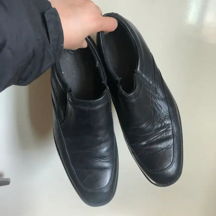 [BUNJANG] Rockport Black Leather Slip-on Shoes / 검정색 남성 가죽 슬립온 구두 260 락포트