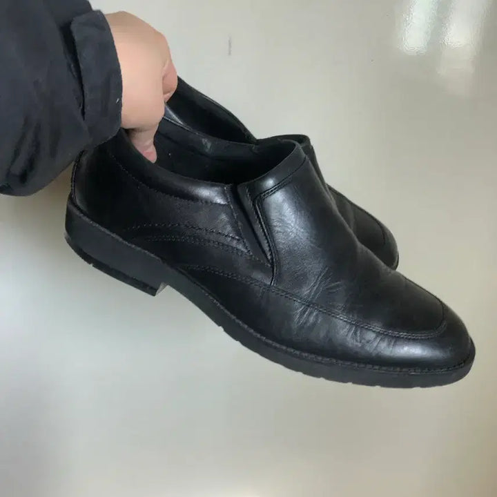 [BUNJANG] Rockport Black Leather Slip-on Shoes / 검정색 남성 가죽 슬립온 구두 260 락포트