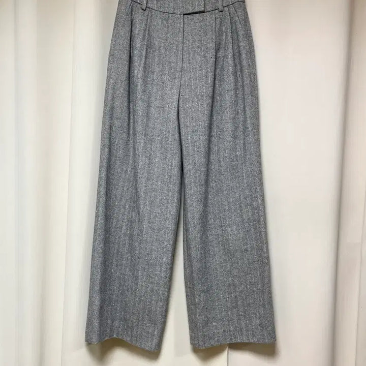 [BUNJANG] Ceremony Grey Herringbone High-Waist Wide Slacks / 새상품) 세레모니 그레이 헤링본 하이웨스트 와이드 슬랙스