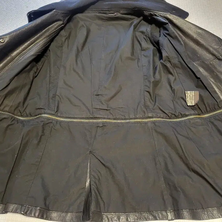 [BUNJANG] Black Leather Long Jacket (2-way) / 블랙 가죽 롱 자켓(2way)