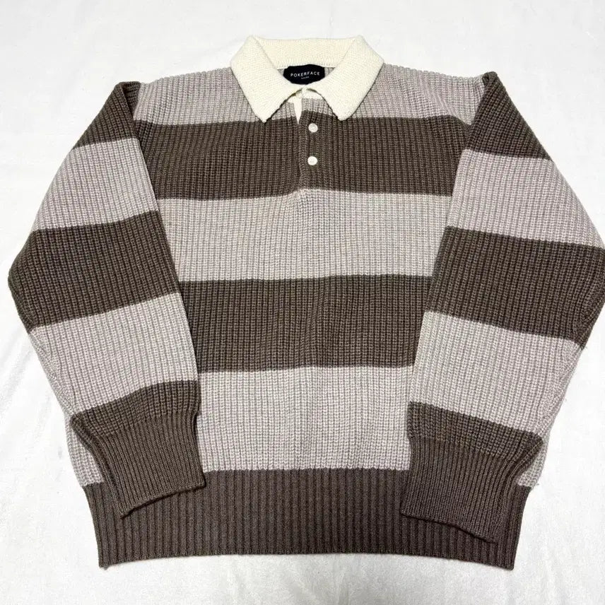 [SOLD OUT] 포커페이스 럭비니트 BEIGE/BROWN 46사이즈