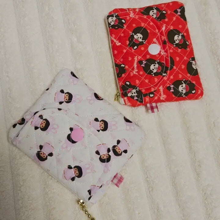 [BUNJANG] Monchhichi Quilting Card &amp; Coin Wallet / 몬치치 퀼팅 카드지갑 동전지갑 투웨이지갑
