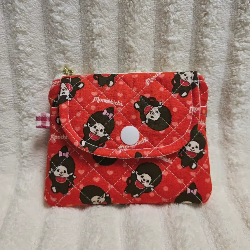 [BUNJANG] Monchhichi Quilting Card &amp; Coin Wallet / 몬치치 퀼팅 카드지갑 동전지갑 투웨이지갑