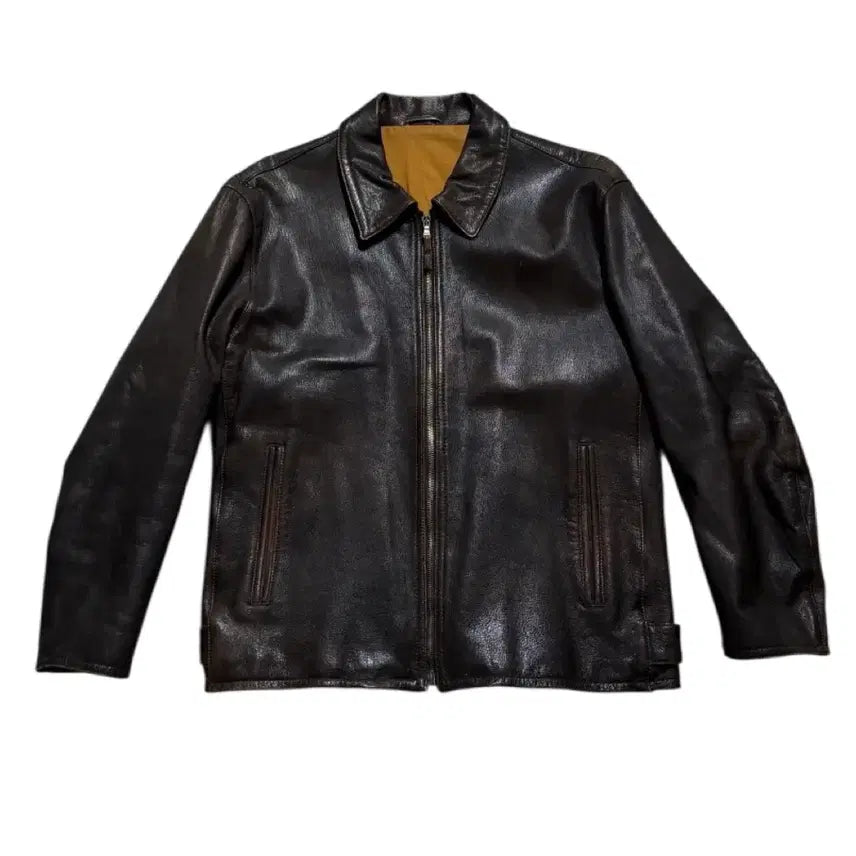 [BUNJANG] Mvio Goat Skin Leather Jacket / 엠비오 고트 스킨 레더 자켓