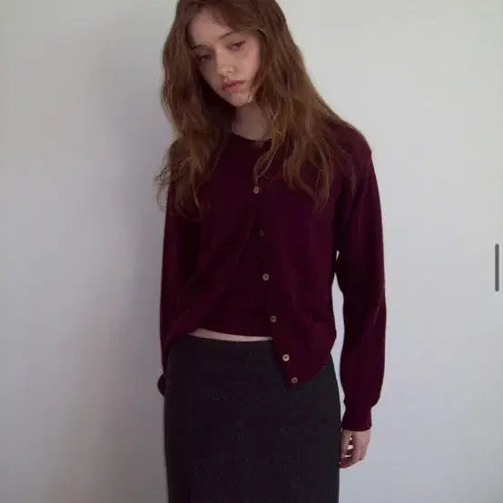 [BUNJANG] Smooth Mood Grape Burgundy Cardigan / 스무드무드 그레이프 버건디 가디건