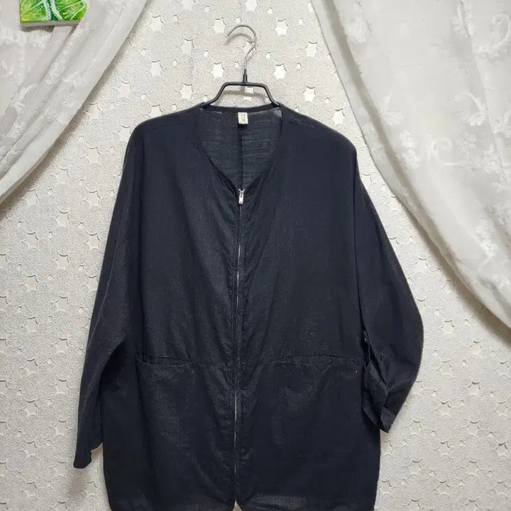 [BUNJANG] Women's Black Thin Zip-Up Jacket (Size 66-77) / 블랙 얇은 집업 여성66~77