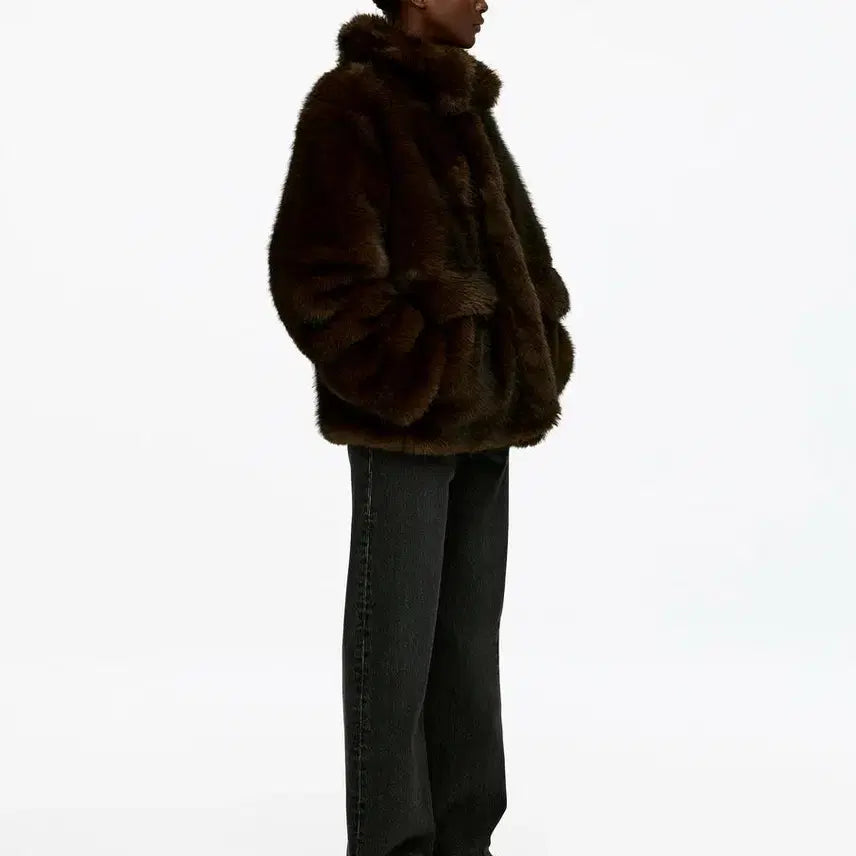 [BUNJANG] Arket Faux Fur Jacket XS Brown / (새상품) 아르켓 퍼 자켓 XS 브라운