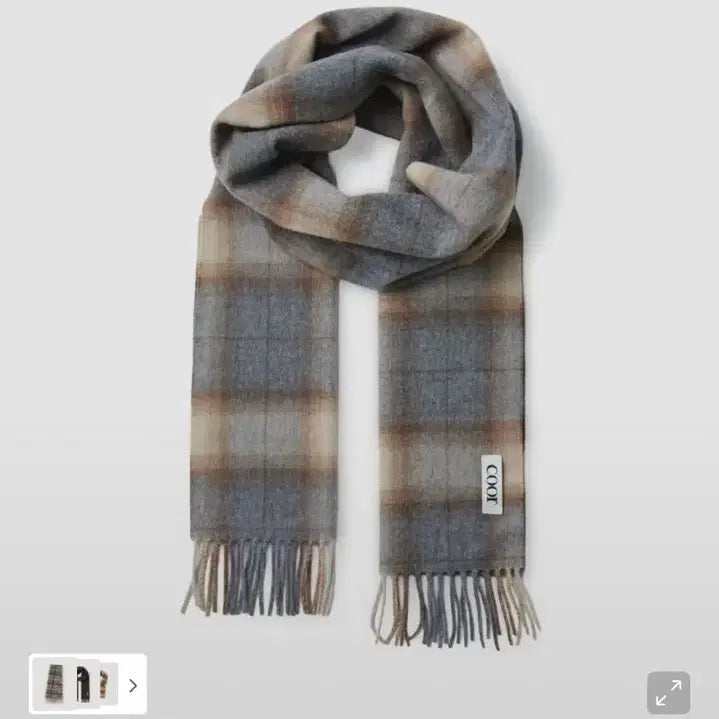 [BUNJANG] Coore Merino Wool Ombre Check Brown Scarf / 쿠어 메리노 울 옴브레 체크 머플러 체크브라운 (새상품)