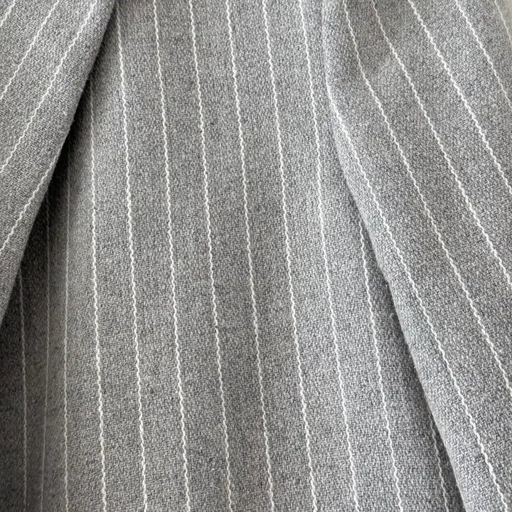 [BUNJANG] Nain Gray Striped Long Coat / Nain 회색 스트라이프 롱코트