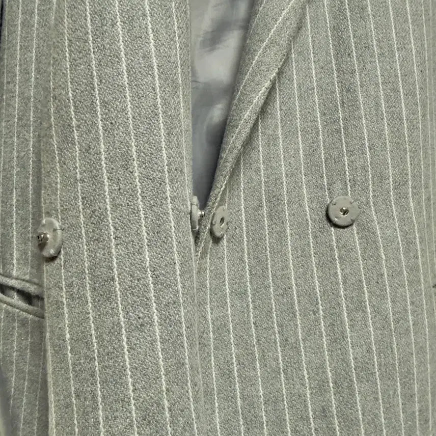 [BUNJANG] Nain Gray Striped Long Coat / Nain 회색 스트라이프 롱코트