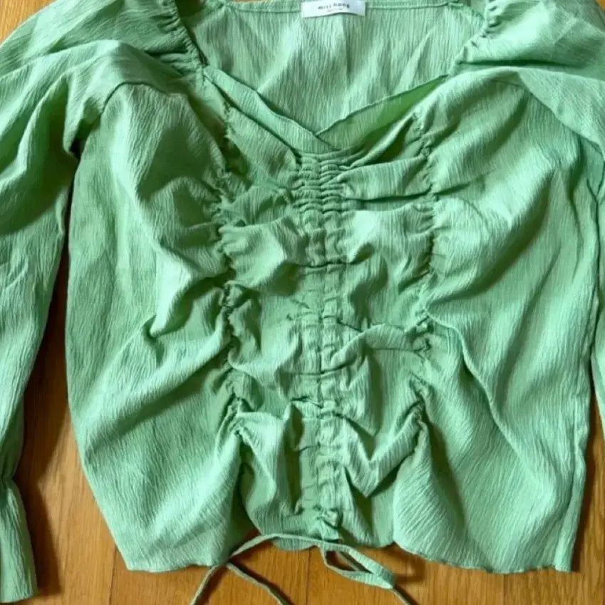 [BUNJANG] Shirring Blouse - Green / 셔링 블라우스 그린