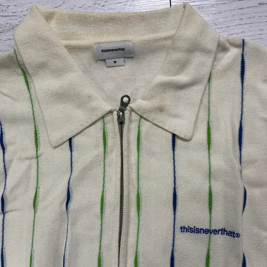 [BUNJANG] thisisneverthat T-Logo Zip-Up Polo Ivory / 디스이즈네버댓 T로고 집업 폴로 아이보리