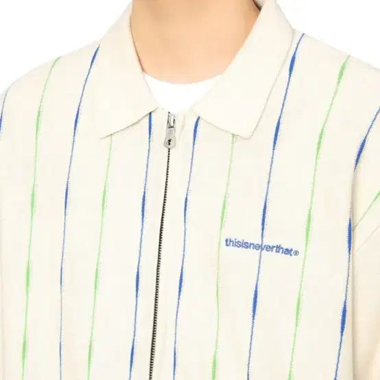 [BUNJANG] thisisneverthat T-Logo Zip-Up Polo Ivory / 디스이즈네버댓 T로고 집업 폴로 아이보리