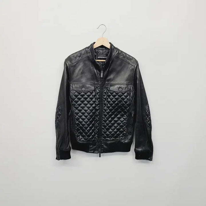 [BUNJANG] Emporio Armani Lambskin Quilted Mix Bomber Jacket / 엠포리오 아르마니 정품 양가죽 퀼팅 믹스 봄버 자켓 (100)