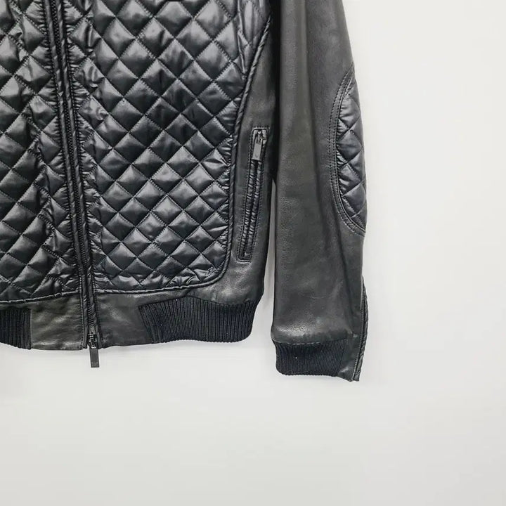 [BUNJANG] Emporio Armani Lambskin Quilted Mix Bomber Jacket / 엠포리오 아르마니 정품 양가죽 퀼팅 믹스 봄버 자켓 (100)