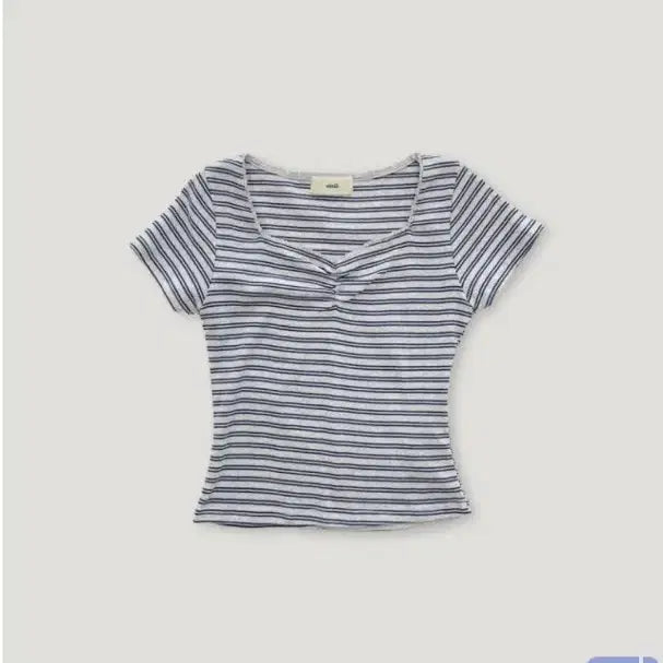 [BUNJANG] Oinii Stripe Lace Top Melange Navy / 오이니 스트라이프 레이스 탑 멜란지 네이비