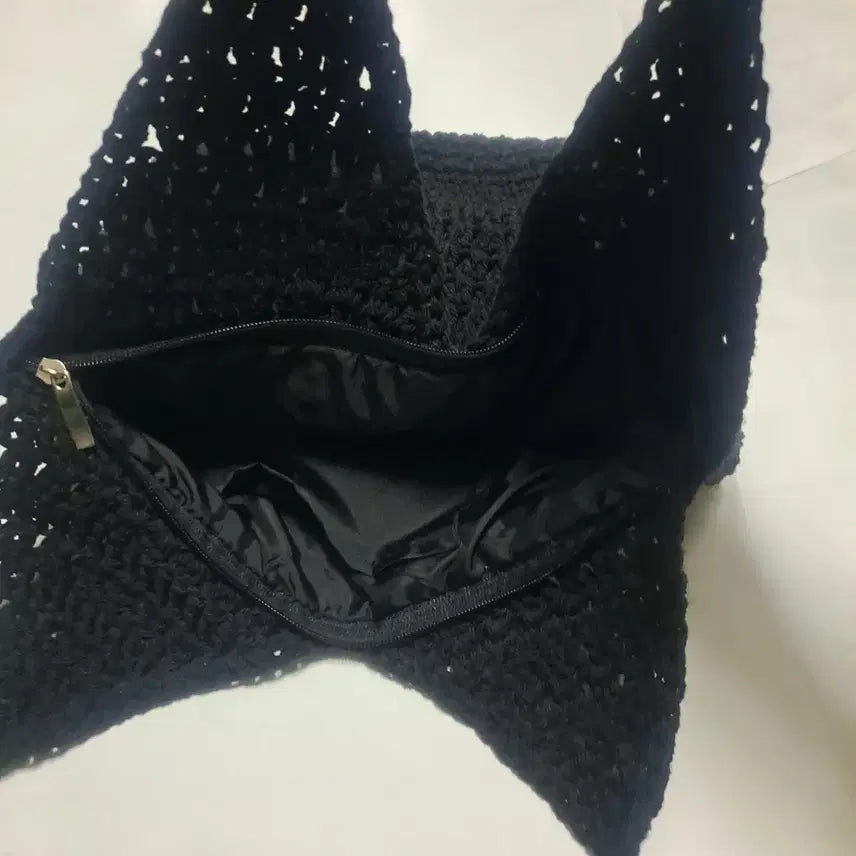 [BUNJANG] Handmade Crochet Knit Shoulder Bag / 코바늘 핸드메이드/ 니트 숄더백/ 블랙
