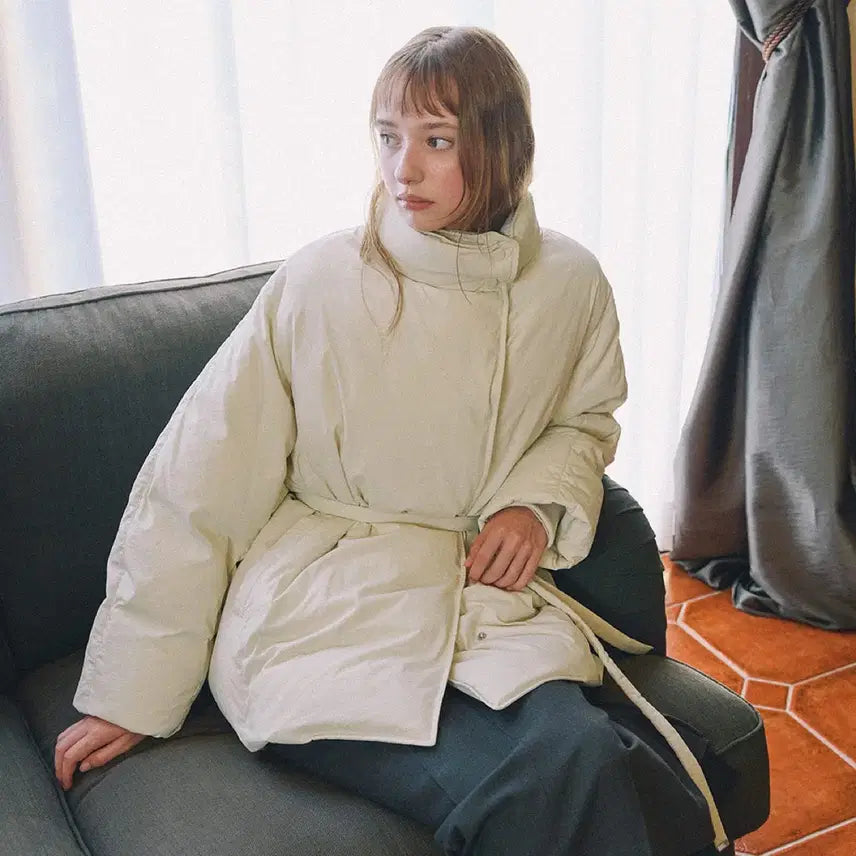 [BUNJANG] Olive des Olive High Neck Belted Goose Down Jacket 44 / 올리브데올리브 하이넥 벨티드 구스다운 점퍼44