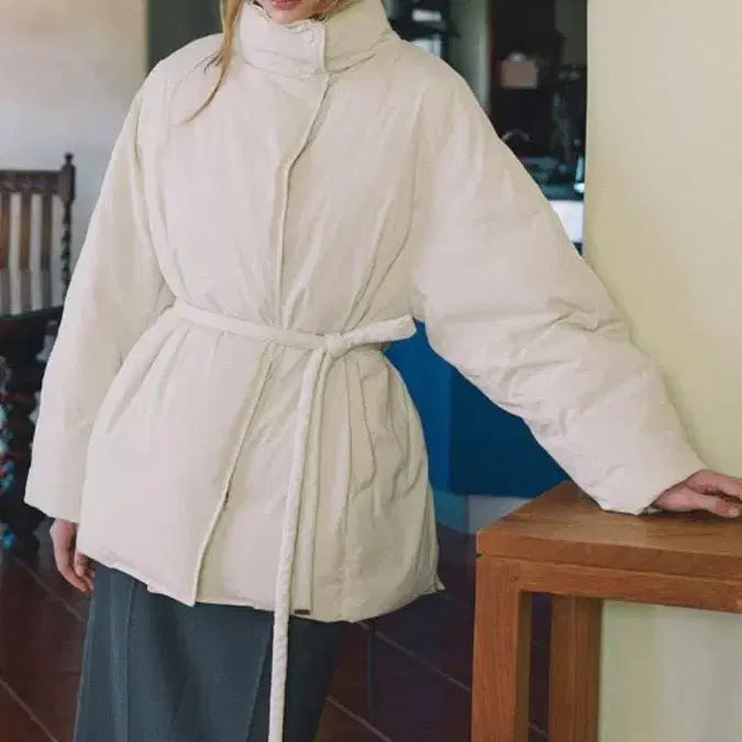 [BUNJANG] Olive des Olive High Neck Belted Goose Down Jacket 44 / 올리브데올리브 하이넥 벨티드 구스다운 점퍼44