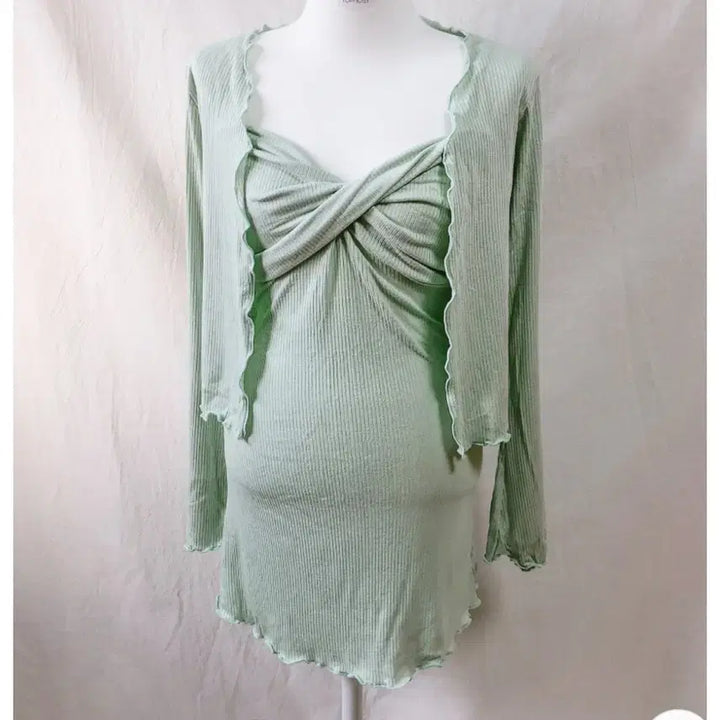 [BUNJANG] Beige Cardigan Dress Set / 새상품 베이지 가디건 원피스 세트