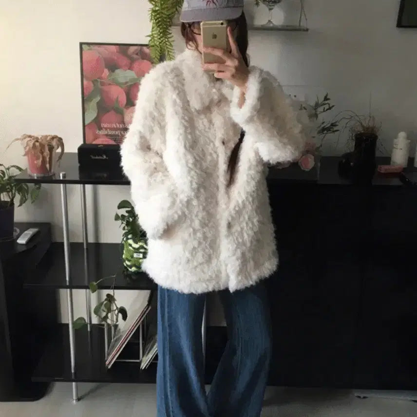 [BUNJANG] Baby Poodle White Fur Jacket / (새상품) 아기푸들 화이트 퍼자켓