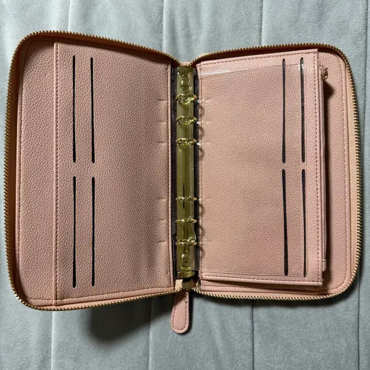 [BUNJANG] Pink Zipper Binder Wallet / 핑크색 지퍼 장지갑 겸 6공 다이어리 바운더