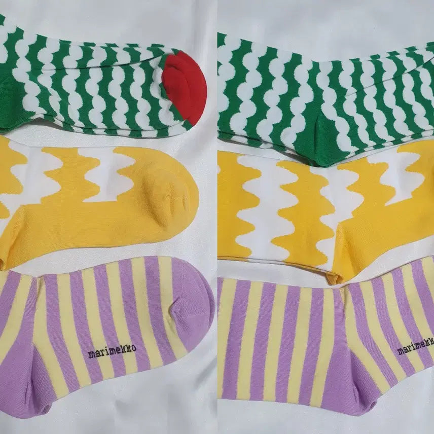 [BUNJANG] Striped Pattern Socks / 개당가격이예요~ 옐로우 퍼플 그린 스트라이프 물결 도트 마리메꼬 양말