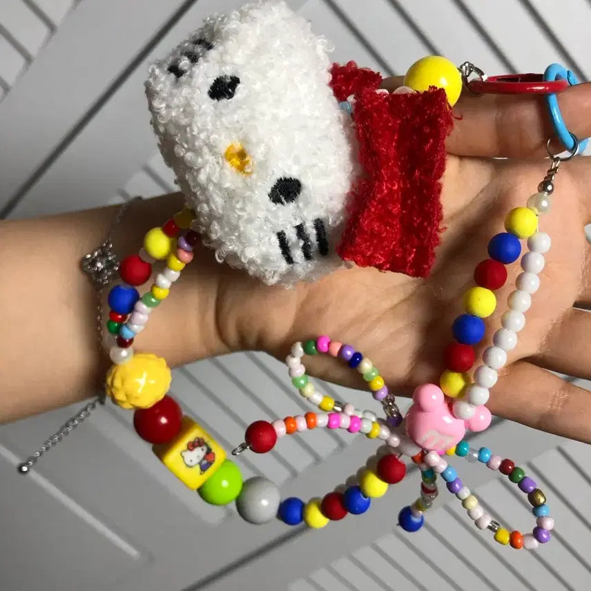 [BUNJANG] Hello Kitty Beaded Keyring Strap / 헬로키티 비즈 키링 스트랩 새상품