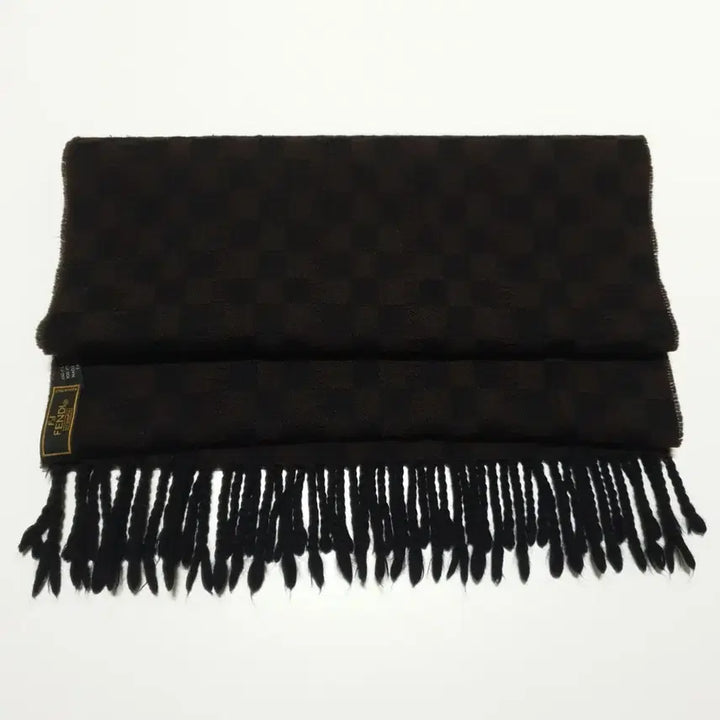 [BUNJANG] Fendi Checkered Logo Wool Muffler / 펜디 로고 체커보드 올오버 패턴 목도리 100% 울 머플러 정품