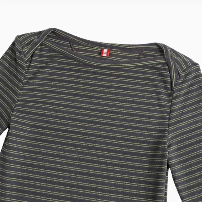 [BUNJANG] Mina's Striped Boat Neck Top / 미나수 스트라이프 보트넥 상의 카키