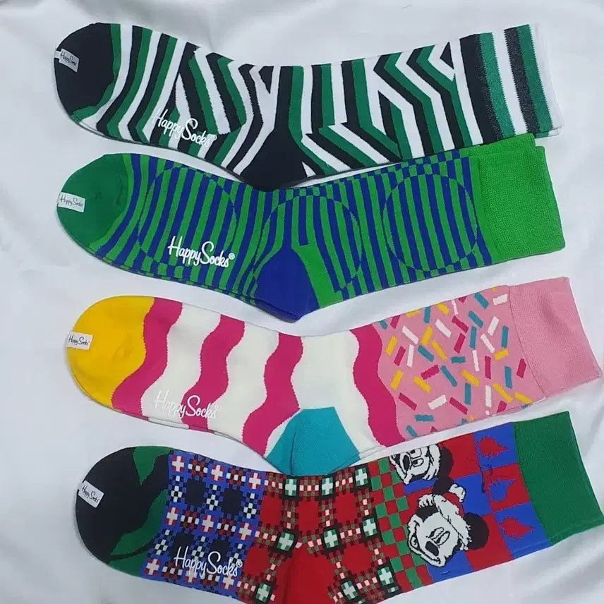 [BUNJANG] Happy Socks Stripe Dot Socks / 개당가격이예요~ 그린 핑크 옐로우 스트라이프 도트 해피삭스 양말