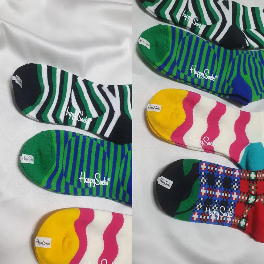[BUNJANG] Happy Socks Stripe Dot Socks / 개당가격이예요~ 그린 핑크 옐로우 스트라이프 도트 해피삭스 양말