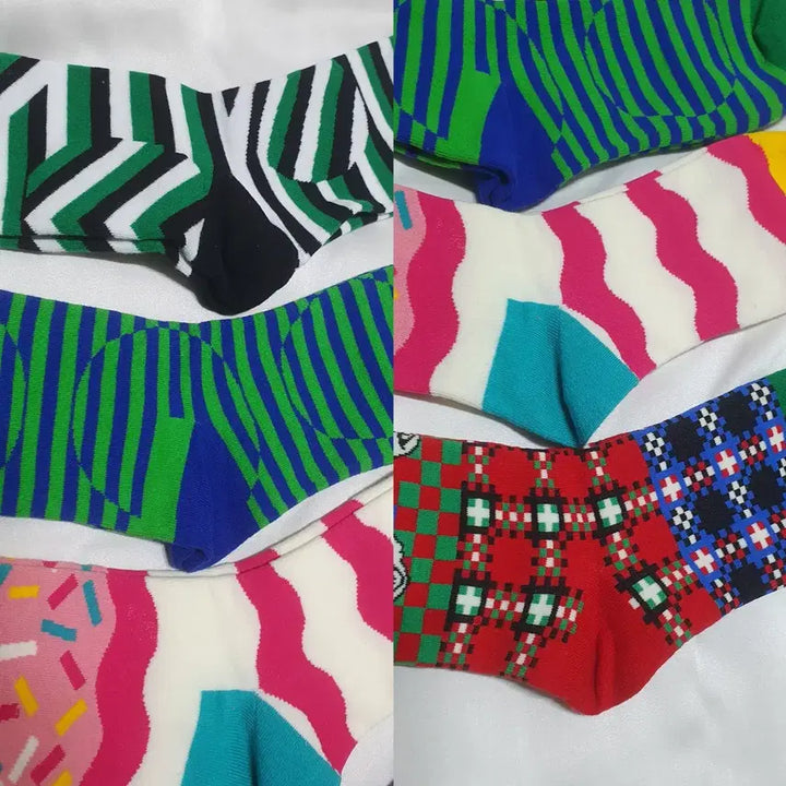 [BUNJANG] Happy Socks Stripe Dot Socks / 개당가격이예요~ 그린 핑크 옐로우 스트라이프 도트 해피삭스 양말